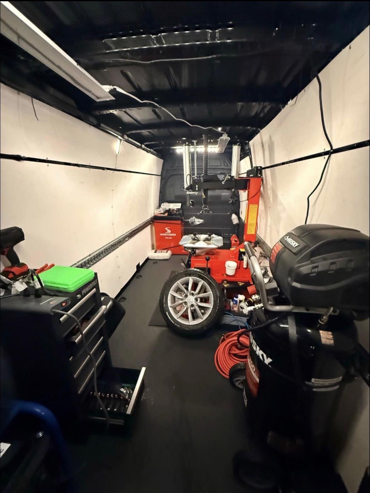 A full workshop in the van